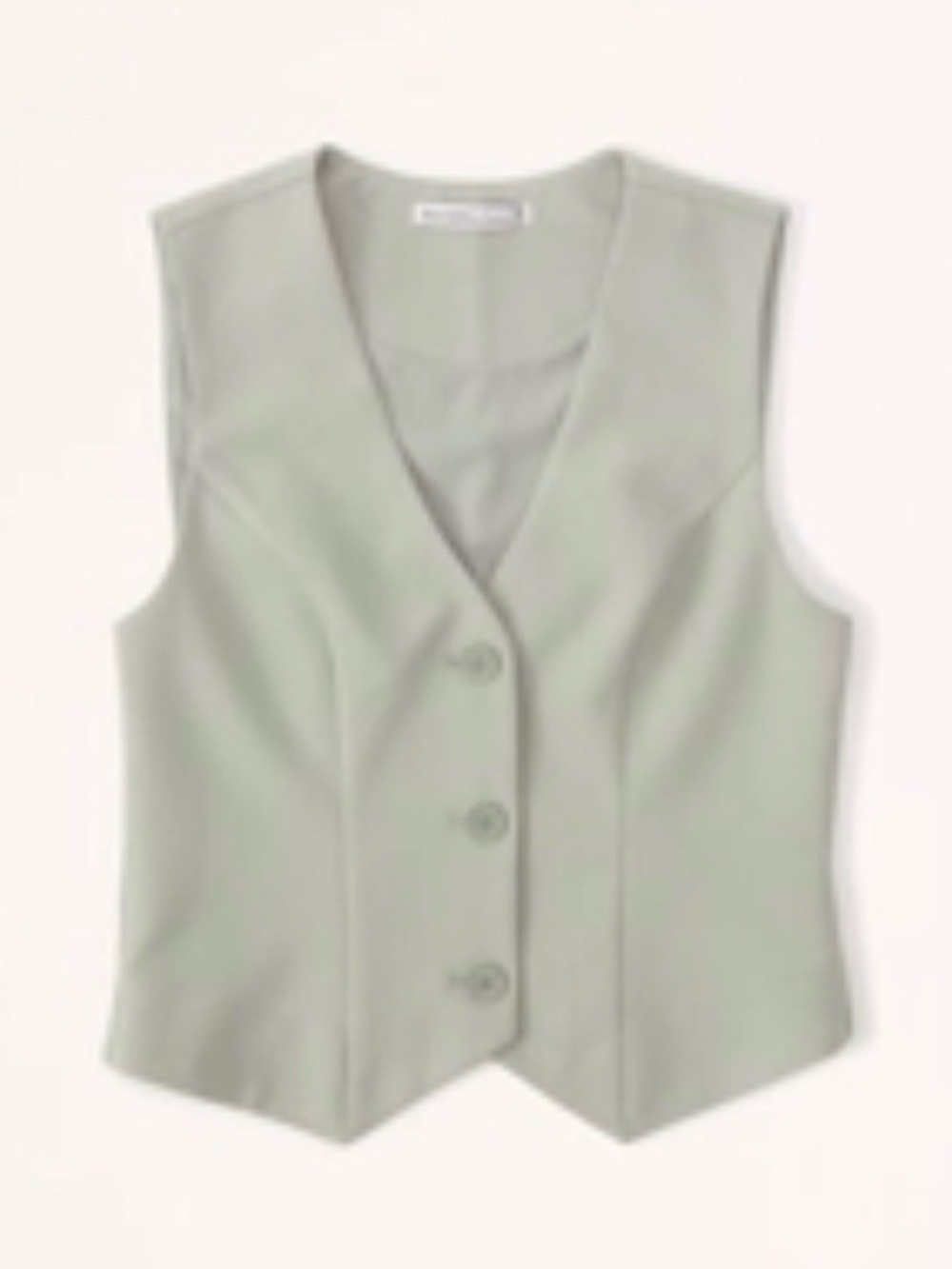 Abercrombie & Fitch Light Sage V-Neck Button Front Vest Size L